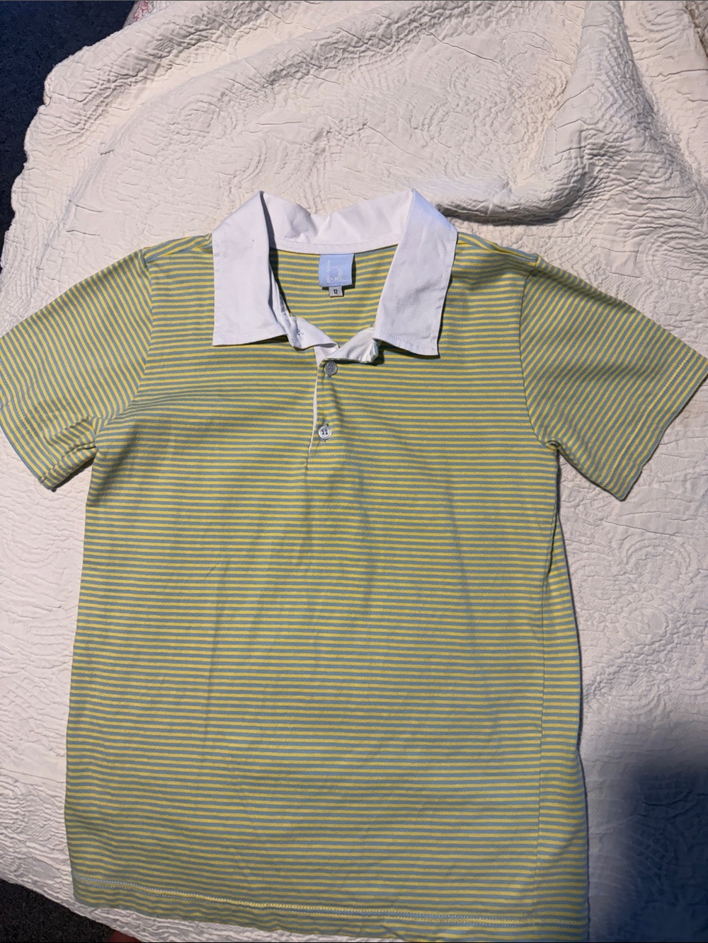 bella bliss Yellow-Blue Striped Polo with White Collar